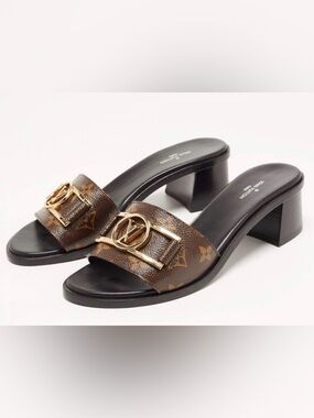 Louis Vuitton Brown Monogram Canvas Lock It Slide Sandals Size 38
